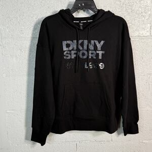 DKNY Sport Glitter NYC Logo Hoodie, black Small